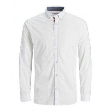 Рубашка JJJUSTIN DETAIL SHIRT LS 12188948-Bright White-Fit:SLIM Jack & Jones