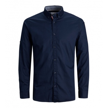 Рубашка JJJUSTIN DETAIL SHIRT LS 12188948-Navy Blazer-Fit:SLIM Jack & Jones