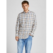 Рубашка JORBLASTER CHECK TWILL SHIRT LS 12195943-Blanc de Blanc-Checks:/SLIM FIT Jack & Jones