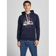 Толстовка JJBRAT SWEAT HOOD 12201406-Navy Blazer-Print:True Red. White Jack & Jones