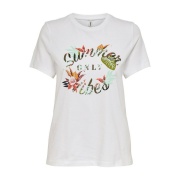 Футболка ONLLOTUS S/S TOP CS JRS 15205678-Bright White-Print:SUMMER VIBES ONLY