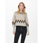 Пуловер ONLSMILA LIFE L/S PULLOVER KNT 15244145-Pumice Stone-Pattern:W. EARTH COLOURS ONLY