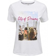 Футболка ONLNEW INDRE S/S T-SHIRT CS NN 15206581-White-Print:CITY OF DREAMS ONLY